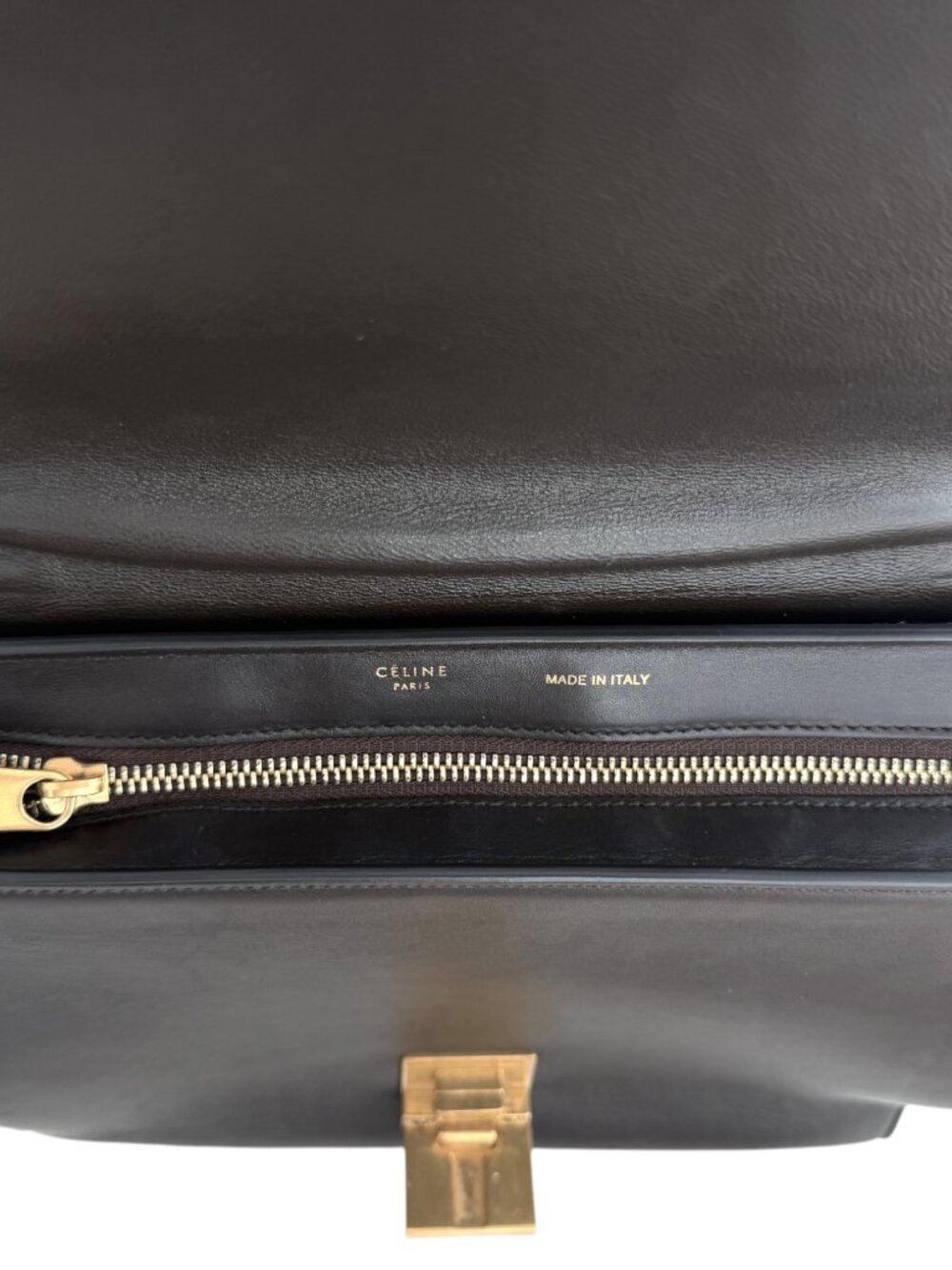 Celine Tricolor Calfskin Trapeze Bag - Off-White, Brown, Black - Picture 9 of 15